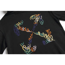 Off White hoodie creative color curved embroidered arrow hooded