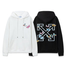 Off White hoodie Butterfly Alphabet Arrow Pattern Pullover Hood