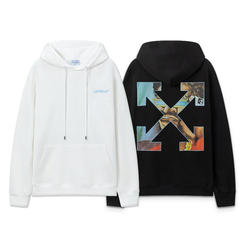 OW character oil painting arrow pattern pullover hooded sweater