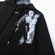 OW portrait oil painting pattern pullover hooded sweater