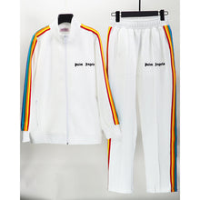 Palm Angels sweatshirt & sweatpants Two-piece set Rainbow stripes Striped zip-up cardigan