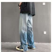 Men Jeans Retro Tie-Dyed Jeans Loose Straight Casual Pants
