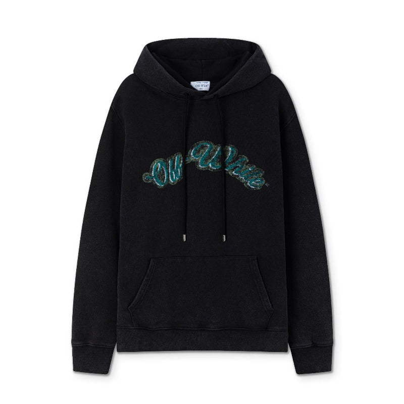 OW Bath Portrait Letter Pattern Pullover Hooded Sweater
