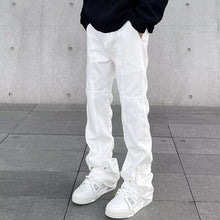 Men Jeans Black Buckle Jeans Baggy Straight Trousers