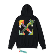 Off White hoodie Multicolored Leaf Arrow Pattern Crew Neck Hoodie