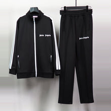 Palm Angels sweatshirt & sweatpants Two-piece set Black and white stripes Striped zip-up cardigan