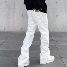 Men Jeans Black Buckle Jeans Baggy Straight Trousers