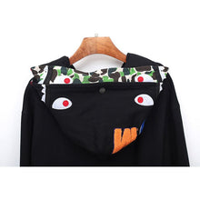 Bathing Ape Bape Hoodie Fall/Winter Double Hood Camouflage Shark Head Zipper Fleece Padded Coat Sweatshirt