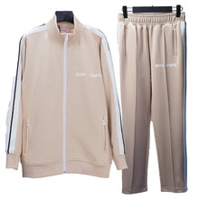 Palm Angels sweatshirt & sweatpants Two-piece set Black and white stripes Striped zip-up cardigan