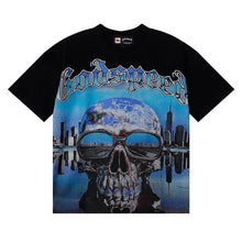 Godspeed T Shirts Skull City Reflection Print Cotton Casual Short Sleeve Men and Women