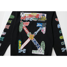 Off White hoodie Slogan Cartoon Arrow Pattern Pullover Hood
