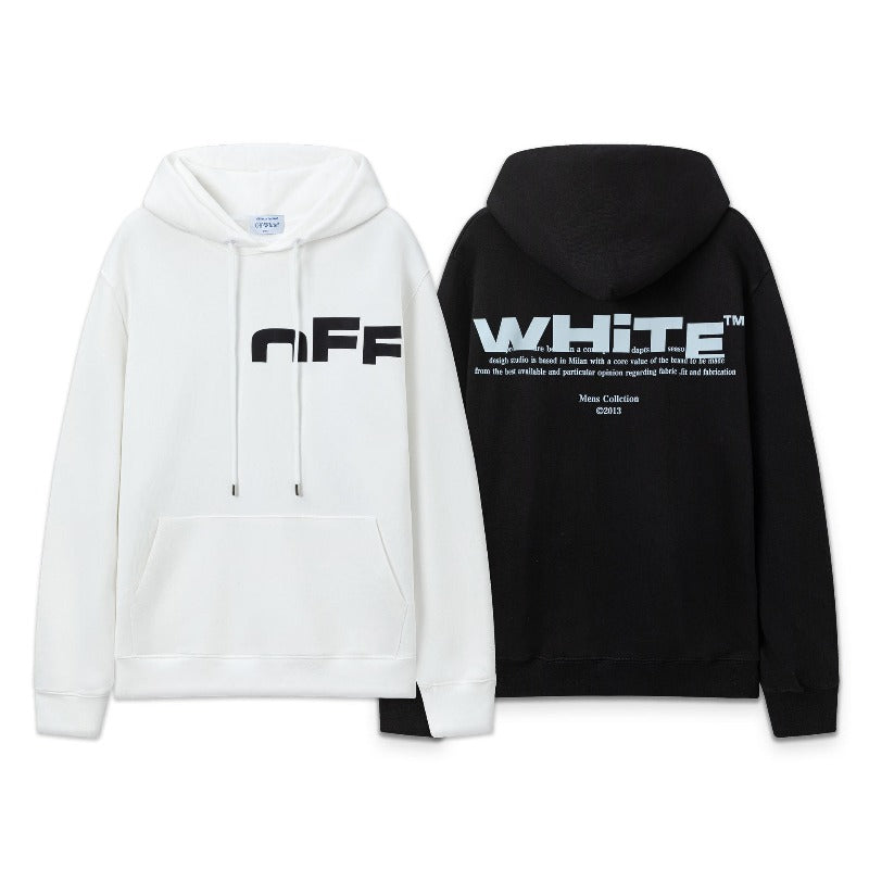 OW three-dimensional incomplete letter pattern pullover hooded sweater